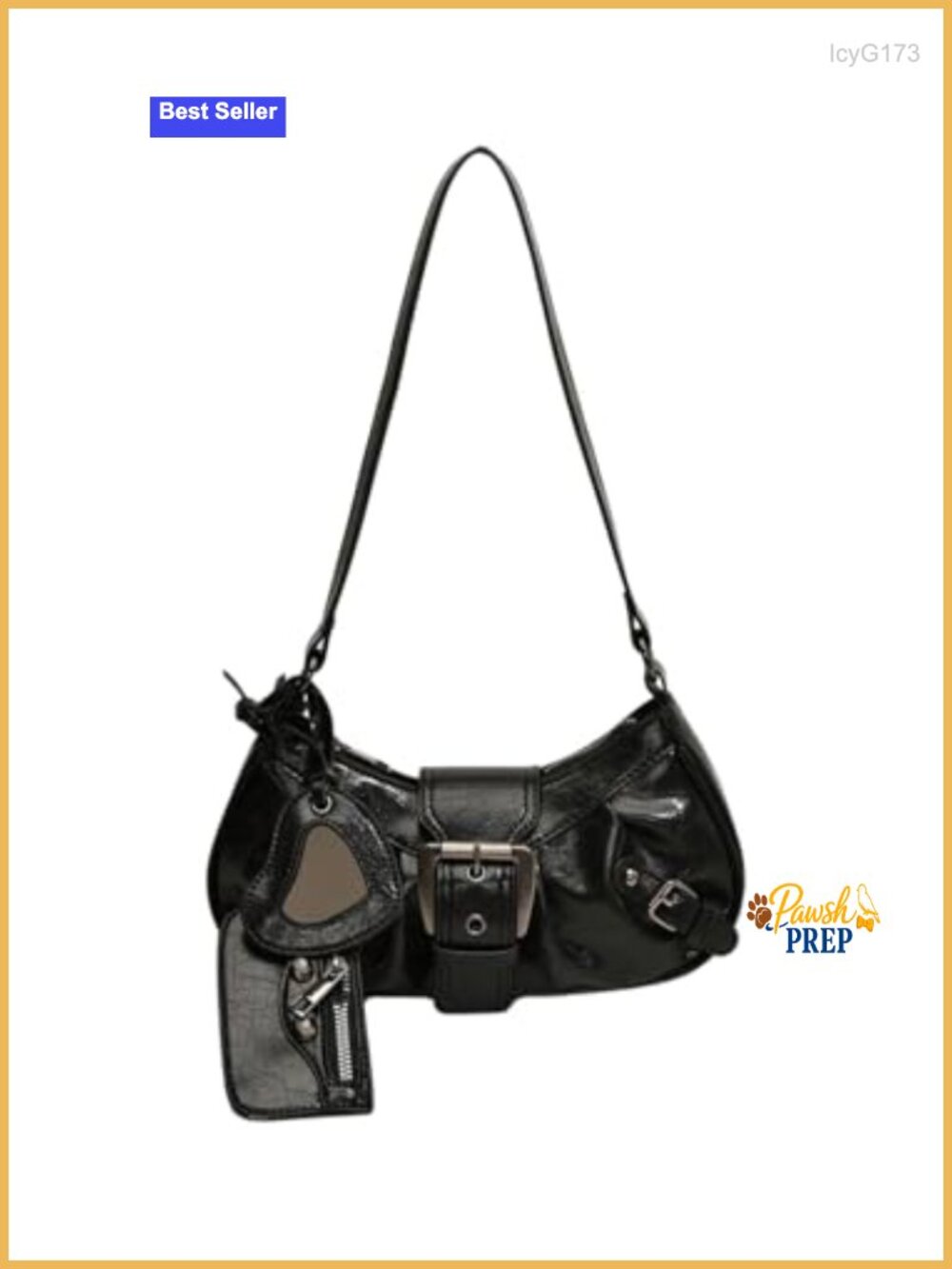 Women's Y2K Shoulder Bag with Coin Purse - Vintage Pu Leather Hobo (Black)